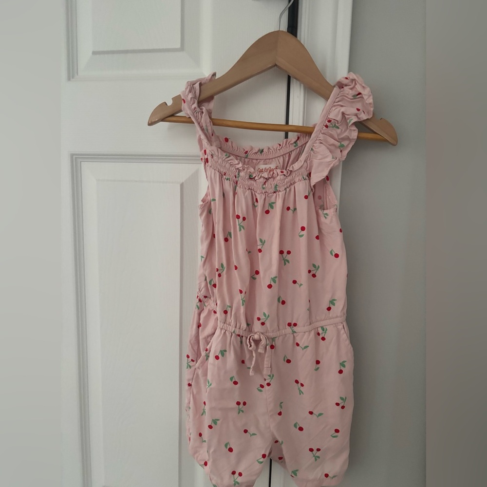 Cat & Jack Light Pink Cherry romper size 4